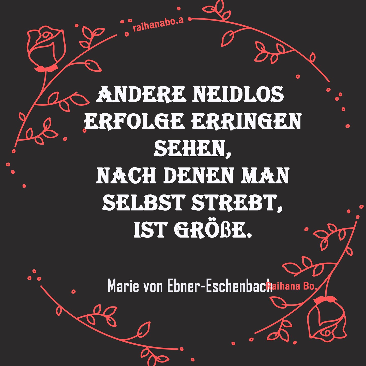 Wie ist es bei dir? Bist du neidisch auf andere, die weiter sind als du? Oder gönnst du es ihnen aus freien Herzen und folgst ihnen?

#RaihanaBo #bücherliebe #bücher #bücherwurm #lernen #anwenden #tun #umsetzen #erfolg #erfolgreich #wohlstand #reichtum #glücklich #glück #glücklichsein #frei #freiheit #finanziellefreiheit #Geld #Fülle #mindset